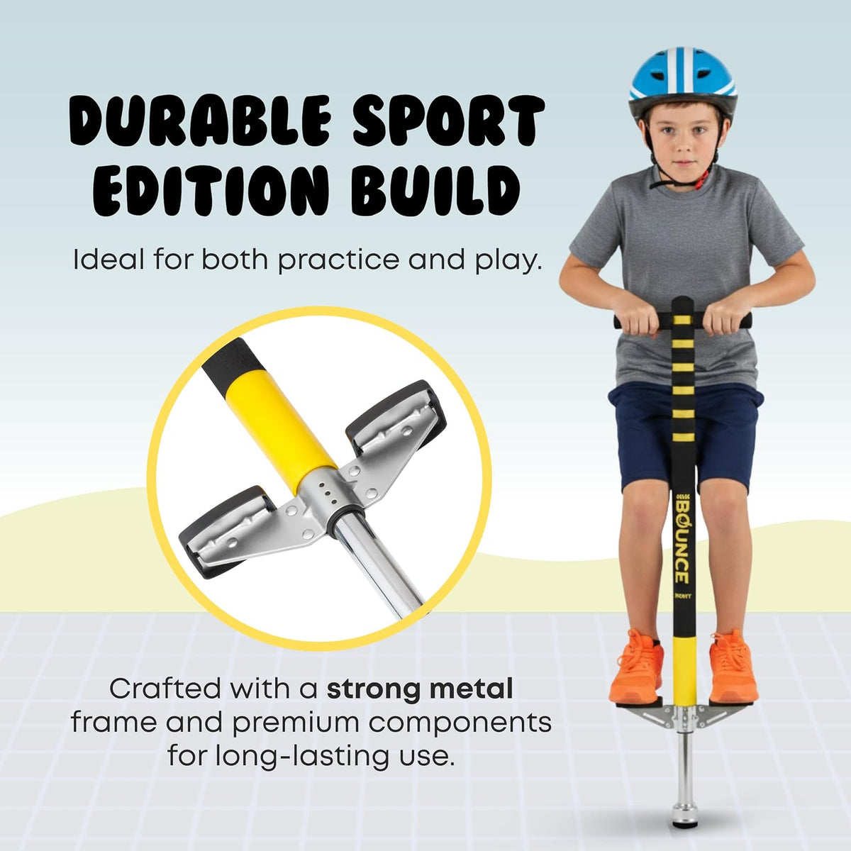 New Bounce Pogo Stick for Kids - Black & Yellow - image 4