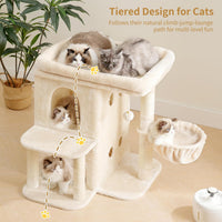 Heybly 26.3" Cat Tree for Large Cats with Big Perch & Dual Condos - Beige / 26.3 inch - image 2