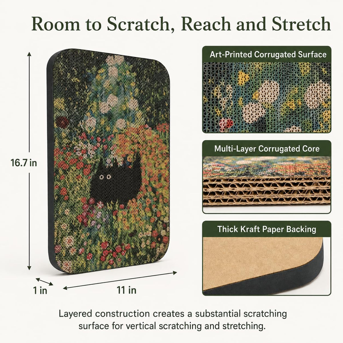 Cat Wall Scratcher, Art Cat Scratching Board for Indoor Cats – Essentials for Cats - Window & Garden - image 2
