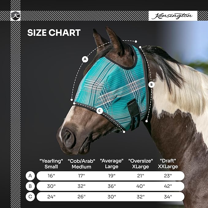 Kensington Fly Mask Web Trim Protects Horses Face and Eyes from Bites and Sun Rays While Allowing Full Visibility Ears and Forelock Able to Come Through The Mask, Small, Lavender Mint