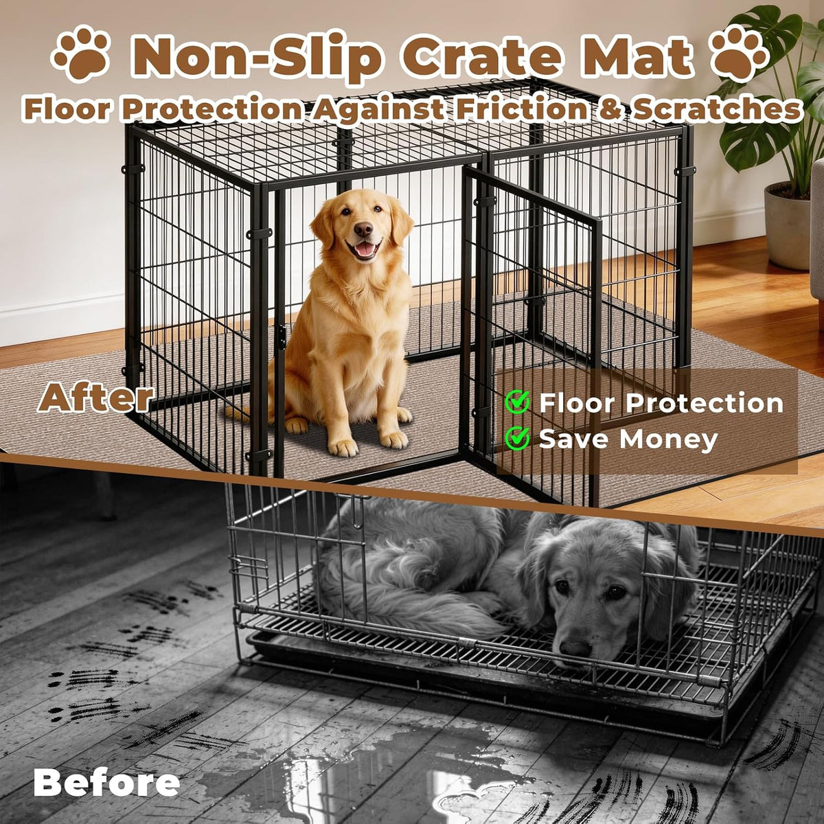 Dog Crate Mat, 24 in X 36 in Dog Playpen Mat Kennel Mat – Essentials for Dogs - Brown / 50"L x 32"W - image 3