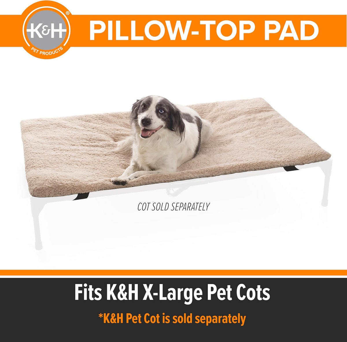 K&H Elevated Dog Bed Pet Cot Pad, X-Large 50x32 Tan – Essentials for Dogs - XL (32 in x 50 in) - image 2