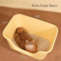 Vealind Jumbo Litter Box, XL Litter Boxes for Big Cats, Extra Large Space, High Sided Litter Pan, Leak-Proof & Anti-Splashing, Easy Clean & Durable (25” * 17” * 13” Yellow)