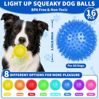 36 Pcs 2.5 in Squeaky Dog Toy Balls Spiky Dog Balls Chew Toy - 3.5in / LED – 16 Pcs - image 2