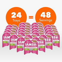 IAMS Perfect Portions Sensitive Digestion & Skin Adult Wet Cat Food Pate, Turkey Recipe, 2.6 oz. Easy Peel Twin-Pack Trays (24 Count, 48 Servings)
