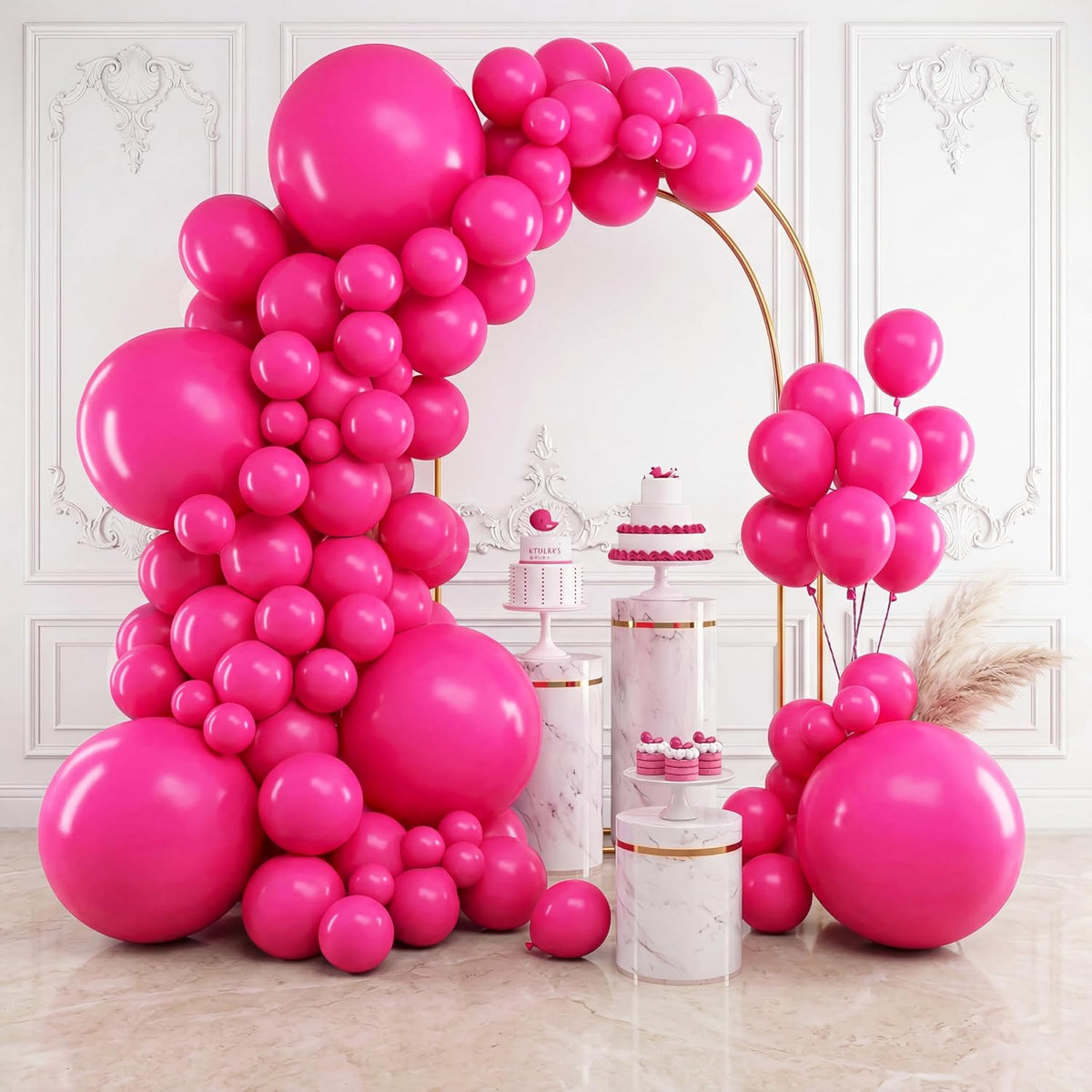 RUBFAC Balloons Black Balloon Arch for Black Birthday Decorations - Hot Pink