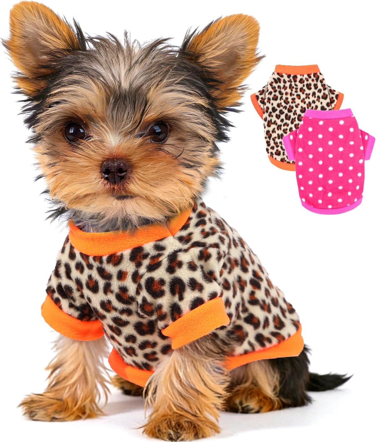 Friofmuy 2-piece fleece dog sweaters for small dogs in four print options