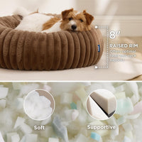 Bedsure ComfyFleece Donut Dog Bed Medium Size Dog with Washable Cover – Essentials for Dogs - S Plus (27x27x8) / Camel Brown - image 2