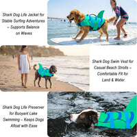 Fragralley Shark Dog Life Jacket - Medium / Shark-Green+Blue - image 4