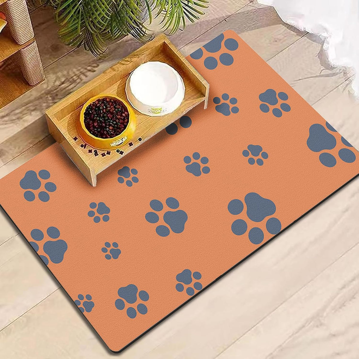 18"×30" Dog Food Mat-Absorbent Dog Mat for Food and Water - Orange-JY / 16"L x 24"W