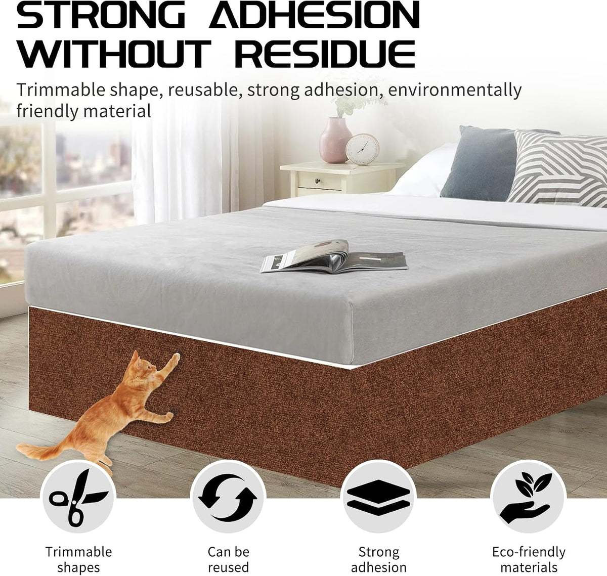 2 Pcs Self-Adhesive Cat Scratch Mat - Brown - image 4