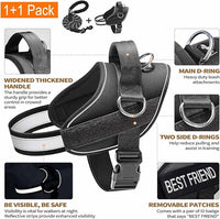 Haapaw Essential Dog Harness, No Pull Pet Vest with 3 Leash Clips, No Choke, Reflective, Adjustable and Padded, for Easy Walking and Training for Large Dogs(L, Black)