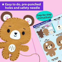 KRAFUN Fairy Tales Sewing Kit for Kids Ages 5-10, 8 Projects - Animal Keyring - image 4