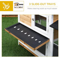 PawHut 62" Rabbit Hutch, Wooden Bunny Hutch, Guinea Pig Cage, Small Animal Enclosure with Run Area, Removable Tray, Asphalt Roof, Lockable Doors and Ramp, Nature Wood