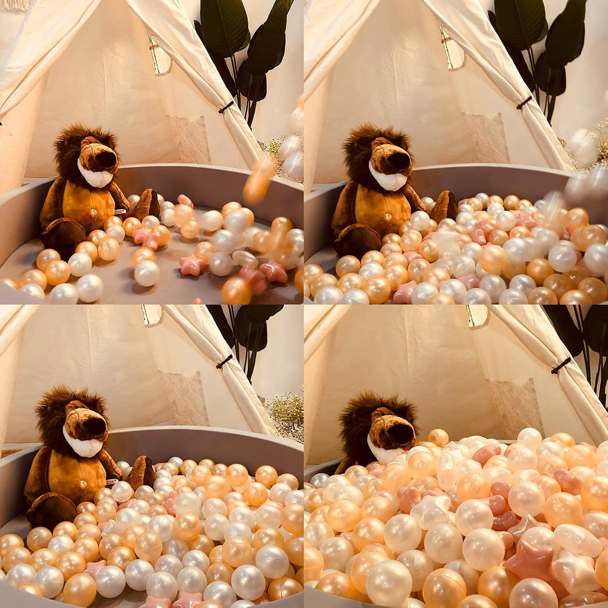 Realhaha Ball Pit Balls Star Shapes Plasticballs for Ballpit Playpen – Fun for Kids & Family - Pink Gold White / 500 - image 2