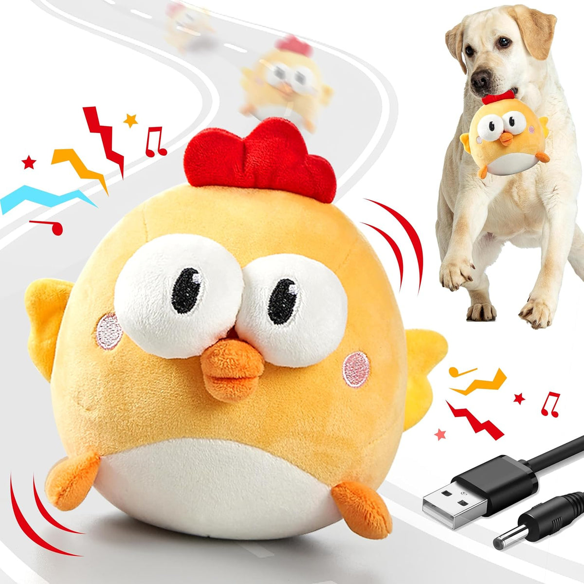 Interactive Dog Toys, Moving Ball Toy with Jumping & Music – Essentials for Dogs - Chick