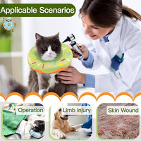 Cat Cone Collar Soft, Cute Cat Donut Collar After Surgery, Adjustable Kitten Recovery Cones to Stop Licking, Lightweight Neck Elizabethan Collars for Cats Kittens (Green, Medium)