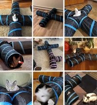 Pawaboo Cat Tunnel, Cat Tunnels for Indoor Cats - Blue / 4 Way - image 2