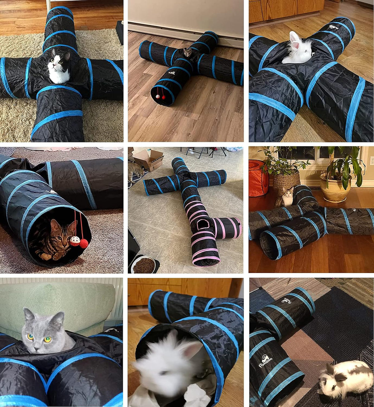 Pawaboo Cat Tunnel, Cat Tunnels for Indoor Cats - Blue / 4 Way - image 2