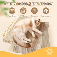 Cat Scratch Pad, 3 Packs Corrugated Cardboards Cat Scratcher Pads for Indoor Cats, Durable - wood(M) - image 4