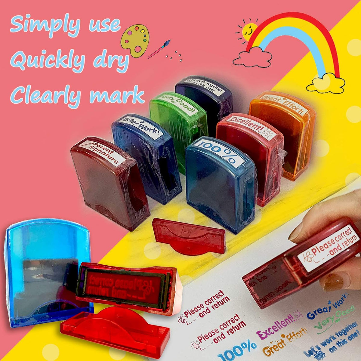 Teacher Stamps for Grading Classroom - Colorful - image 3