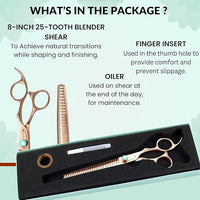 Kenchii Rose Dog Grooming Scissors, 25 Tooth Blending Shears, Dog Scissors for Grooming, Ergonomic Design for Comfort and Precision, Heavy Duty, Durable and Sharp