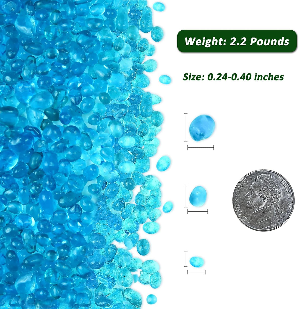 BXI 2.2 Lbs Small Aquarium Substrate Gravel Sand - Blue Glass Sand / 2.2 lbs, 0.24''-0.40''(Medium) - image 2