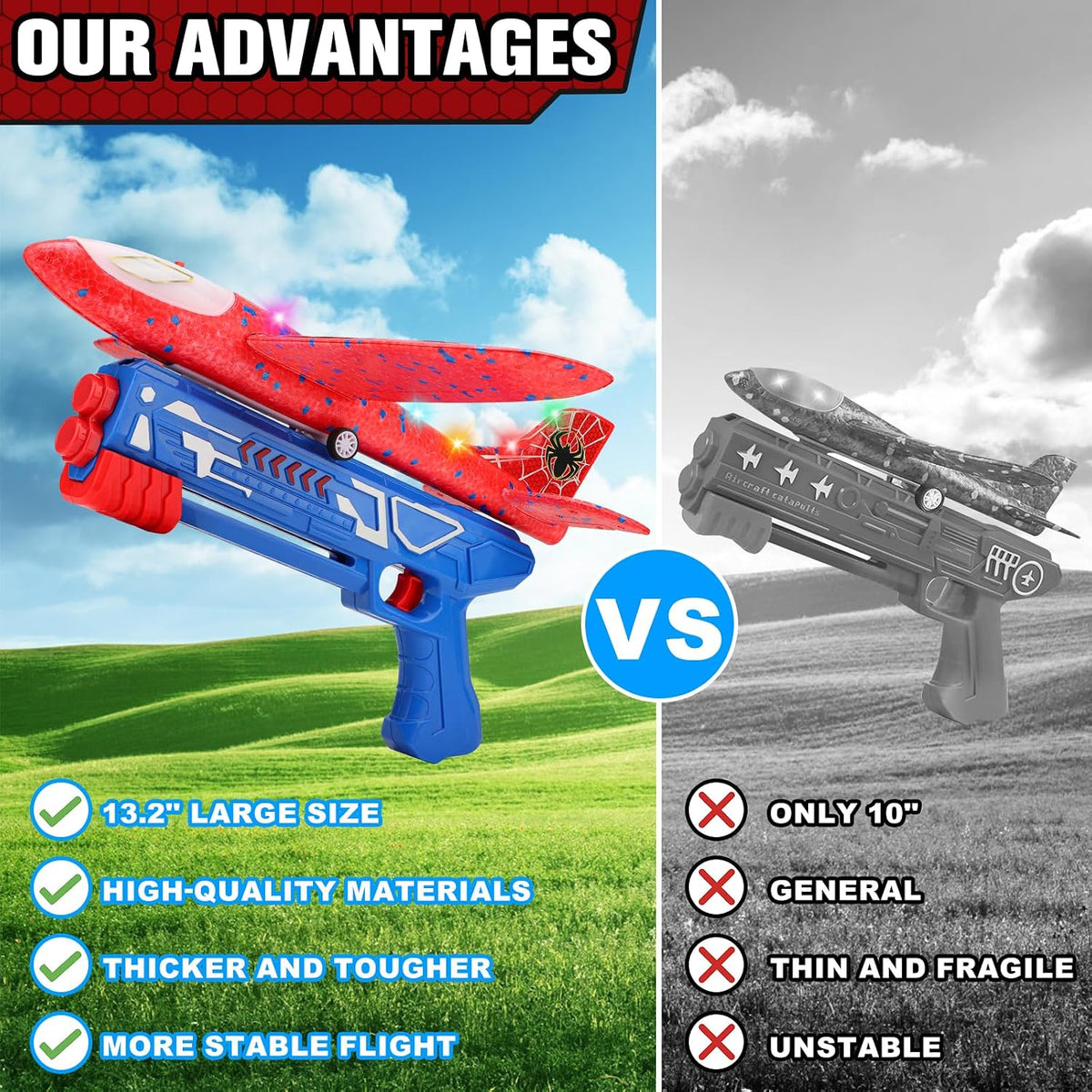 Fuwidvia 3 Pack Airplane Launcher Toys - Red&blue&orange - image 3