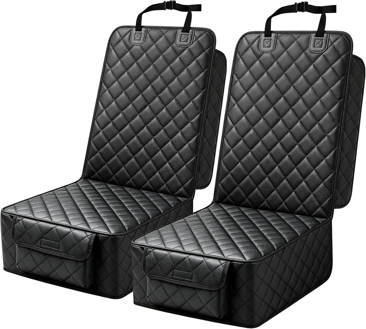 Waterproof Front Seat Car Cover 2 Pack, Full Protection – Essentials for Dogs - Black-PU Leather