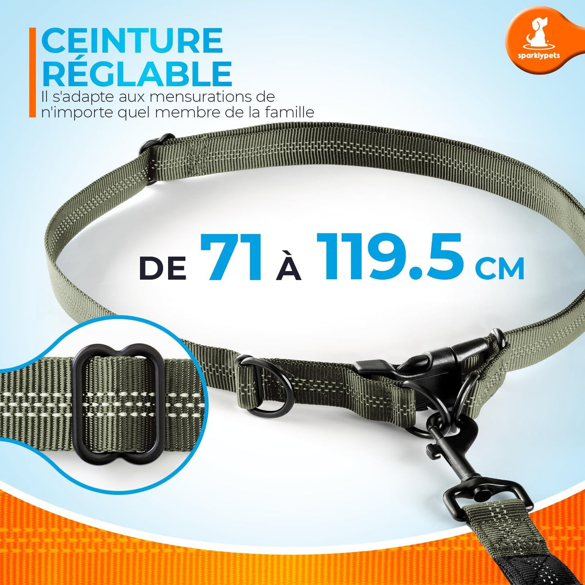 Active Pack Hands Free 2 Dogs Leash Medium & Large - Olive Green / 1 dog M/L - image 4
