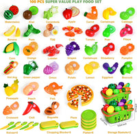 100 Pcs Play Food Set for Kids Kitchen - Green - image 2
