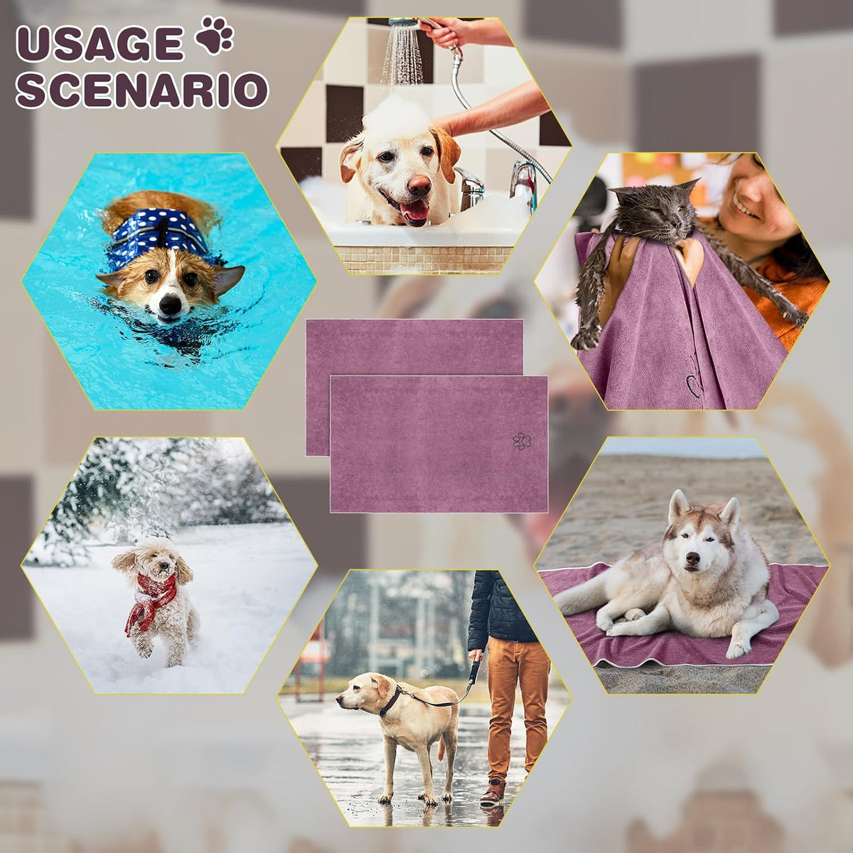 Chumia 4 Pcs Dog Towels for Drying - 30 x 50 Inch / Purple - image 3