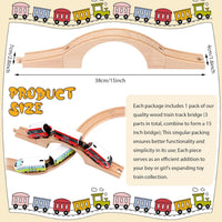 Kigley wooden train track bridge with natural unprinted wood finish and one arch design - view 2