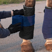 Harrison Howard Medicine-Retaining Shock-Absorbing Pressure Sores Prevention Quilted Leg Wraps for Horse Set of 4-Black M
