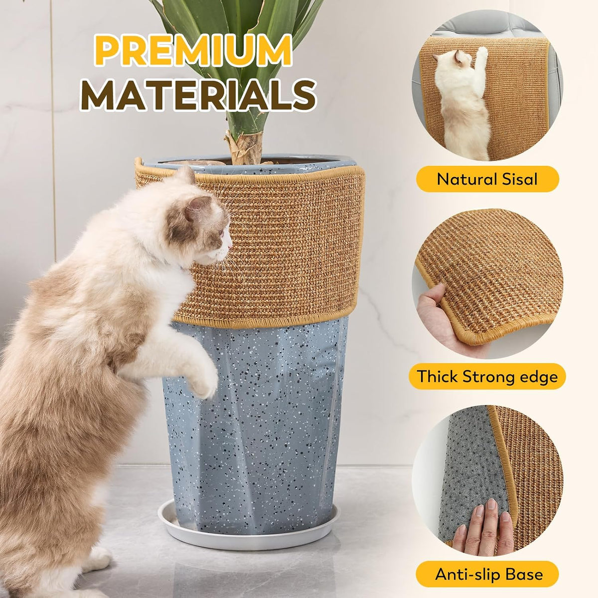 Sisal Cat Scratcher Mat with Sticky Tapes - Camel / 23.6" x 15.7" (2-Pack) - image 3