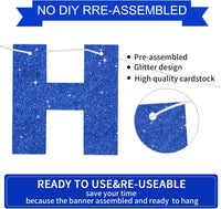 BEISHIDA Pre-Strung Glitter Pink Happy Birthday Banner Party Sign - Blue Silver - image 3
