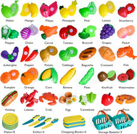 100 PCS Cutting Play Food Toy for Kids Kitchen - Blue - image 2