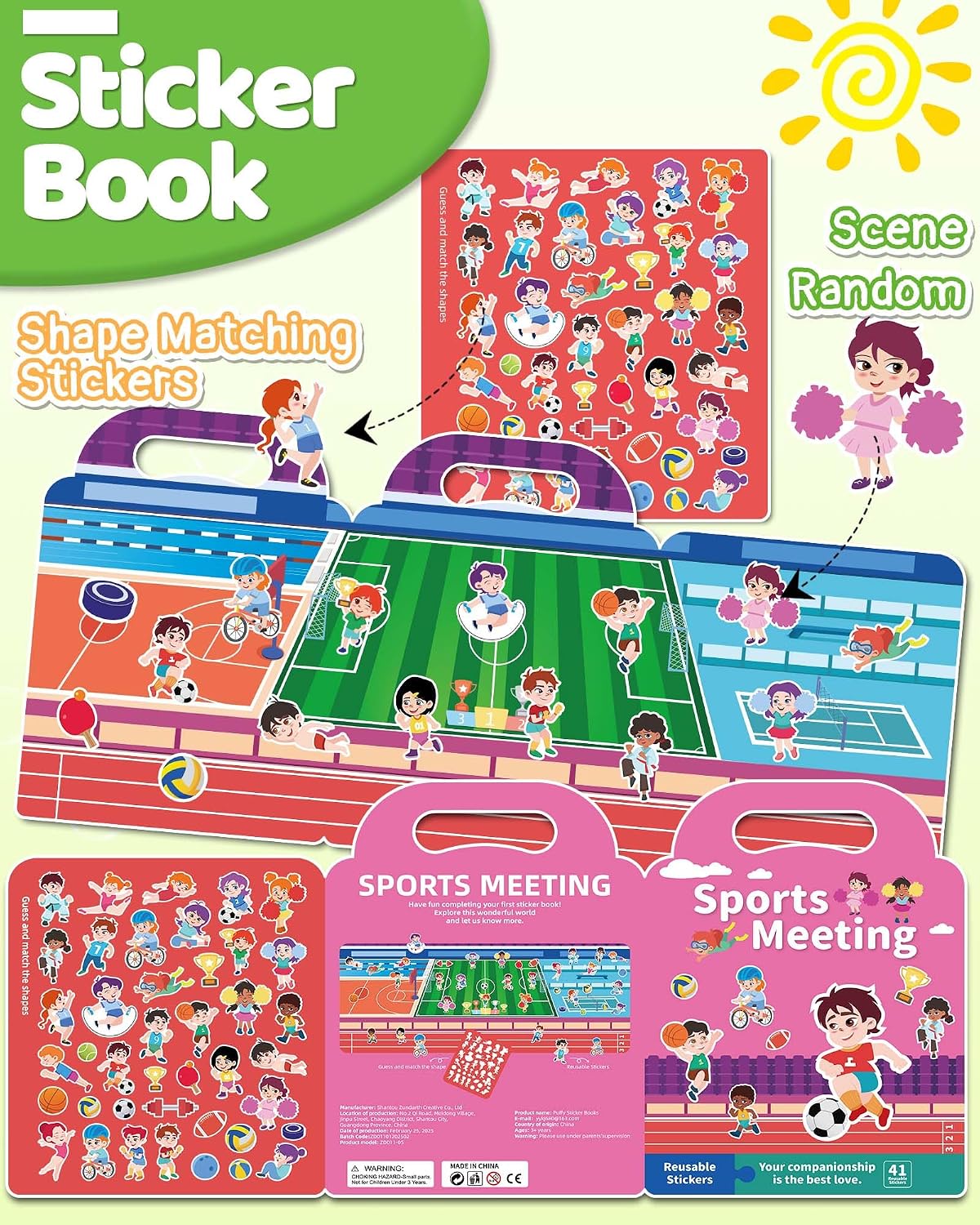 Benresive Reusable Sticker Book, Travel Stickers for Kids - Sports - image 2