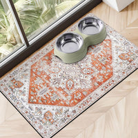 Dog Food Mats for Floors, Absorbent Dog Bowl Mat for Food and Water Dispenser Mat, Quick Dry Cat - Orange / 30"L x 17"W