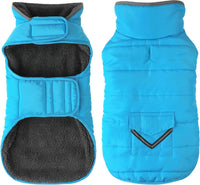 Waterproof windproof dog winter coat with fleece lining and reflective stripes