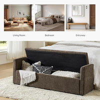 HULALA HOME Modern Storage Bench with Throw Pillows, 59.4" Extra Long Bedroom Ottoman Bench for End of Bed, Comfy Upholstered Footstool for Entryway Living Room Dining Room, Taupe