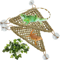 2 Pack Bearded Dragon Hammock, Reptile Climbing Decor - 11x8In
