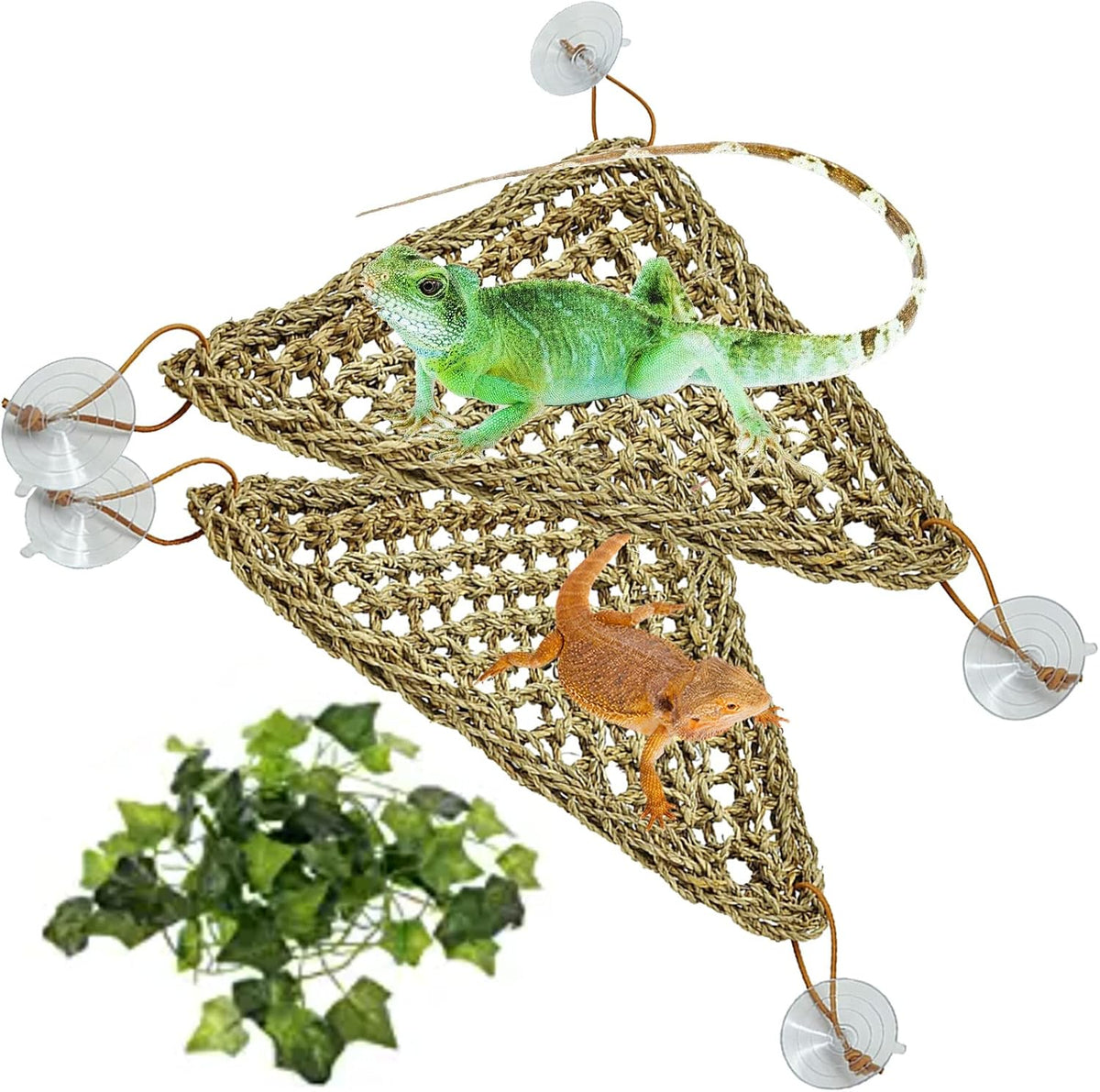 2 Pack Bearded Dragon Hammock, Reptile Climbing Decor - 11x8In