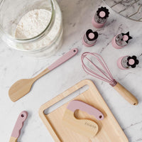 ZICOTO wooden kids cooking and baking set with knives, rolling pin, whisk and spatulas in sage - view 8