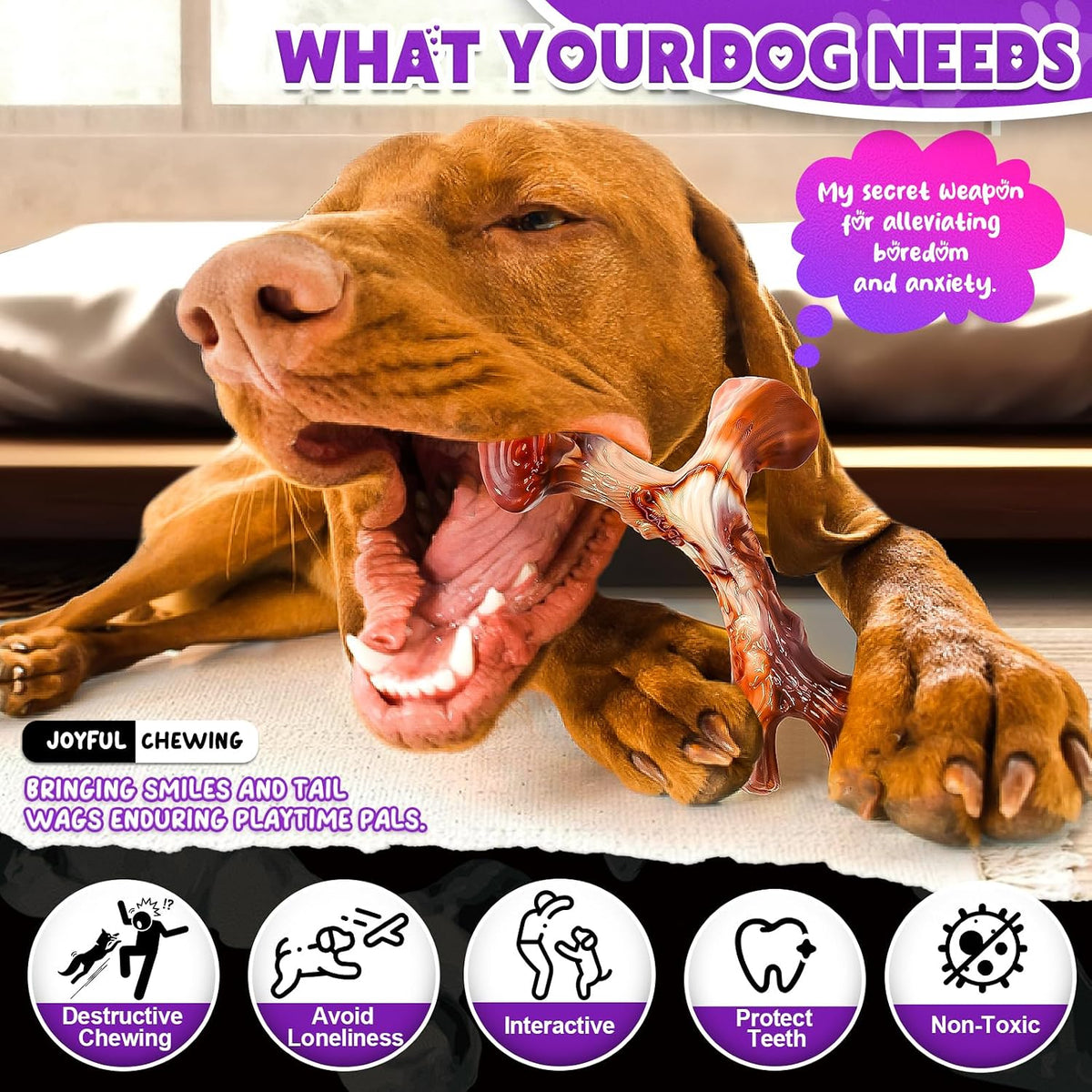 Dog Chew Toys for Aggressive Chewers 4 Pack - Medium / Dog Chew Toys - image 2