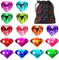 MARFOREVER pool dive gems, 8 diamond and 8 heart shaped acrylic gems with storage bag - view 2
