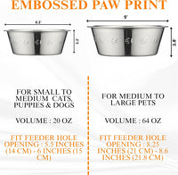 Pet Feeder Stainless Steel Dog Bowls Replacement 8" Diameter 2-Pack – Essentials for Dogs - 2.5 cup (Embossed) / Single Pack - image 4