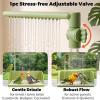 Automatic Parakeet Bird Bath with Pump - Green with Control Valve - image 2