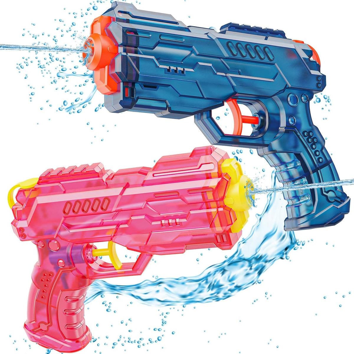 JouJueBoo 2 pack water guns for kids with clear 180cc tanks, blue and green - view 2