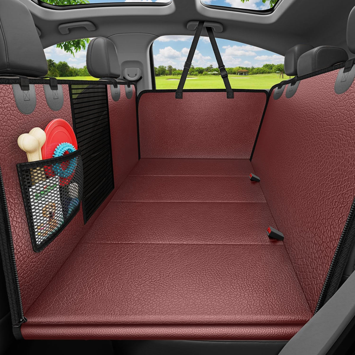 URPOWER Dog Car Seat Cover for Back Seat - Red / Standard - 54" Length
